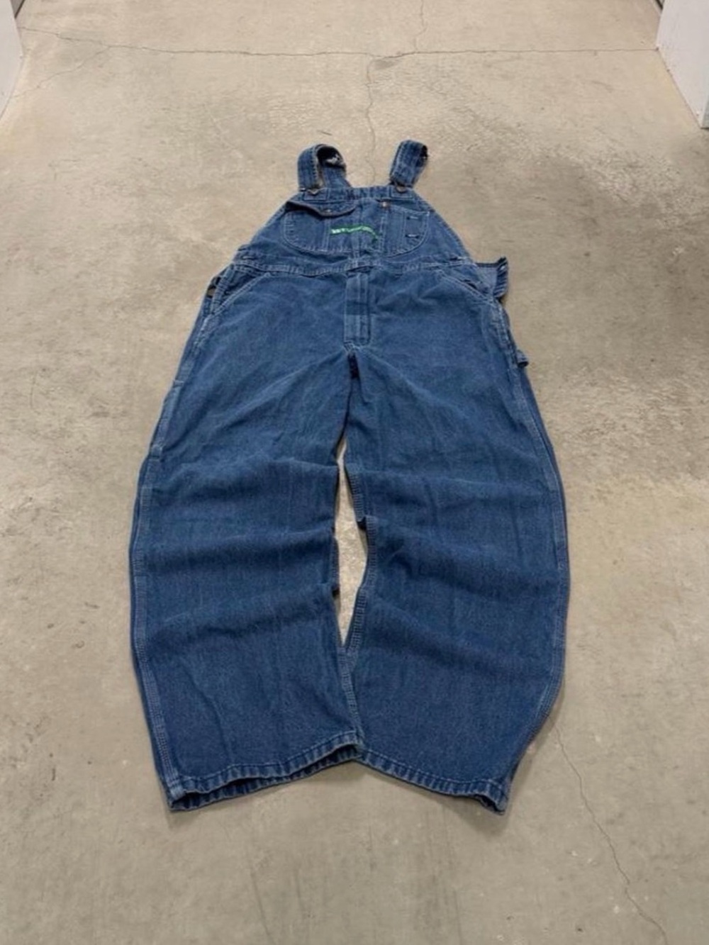 Vintage 90s KEY Baggy Denim Overalls Blue Workwear